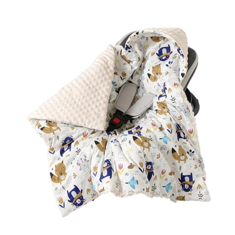 Multifunctional Hooded Infant Dot Swaddles Blanket Lightweight Cotton For Car Seat Strollers Tummy Time Play Mat
