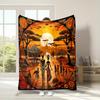 African Tribal Print Reversible Throw Blanket Polyester Flannel All Season Lightweight Office Home Gift