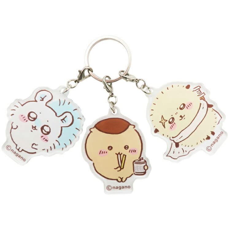 

[Marimo Craft] Momonga Chestnut Manju Sea Otter Triple Acrylic Keychain Kids [Size] Approx. W55 x H55mm