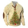 Christmas Print 3-button - Men's Stand Up Collar Sweatshirt, Outdoor Casual Hoodie With Buckle