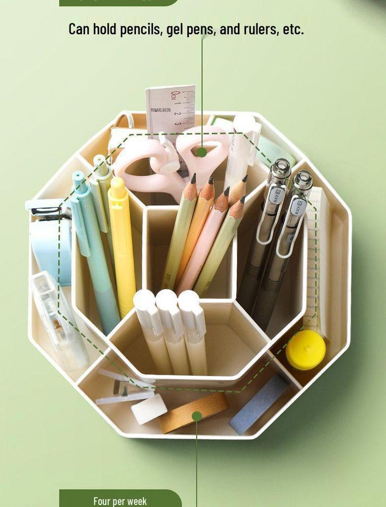 Nine-Grid Rotating Pen Holder, Upgraded Large Capacity, High-End Desktop Organizer, Multifunctional Luxury Storage Box