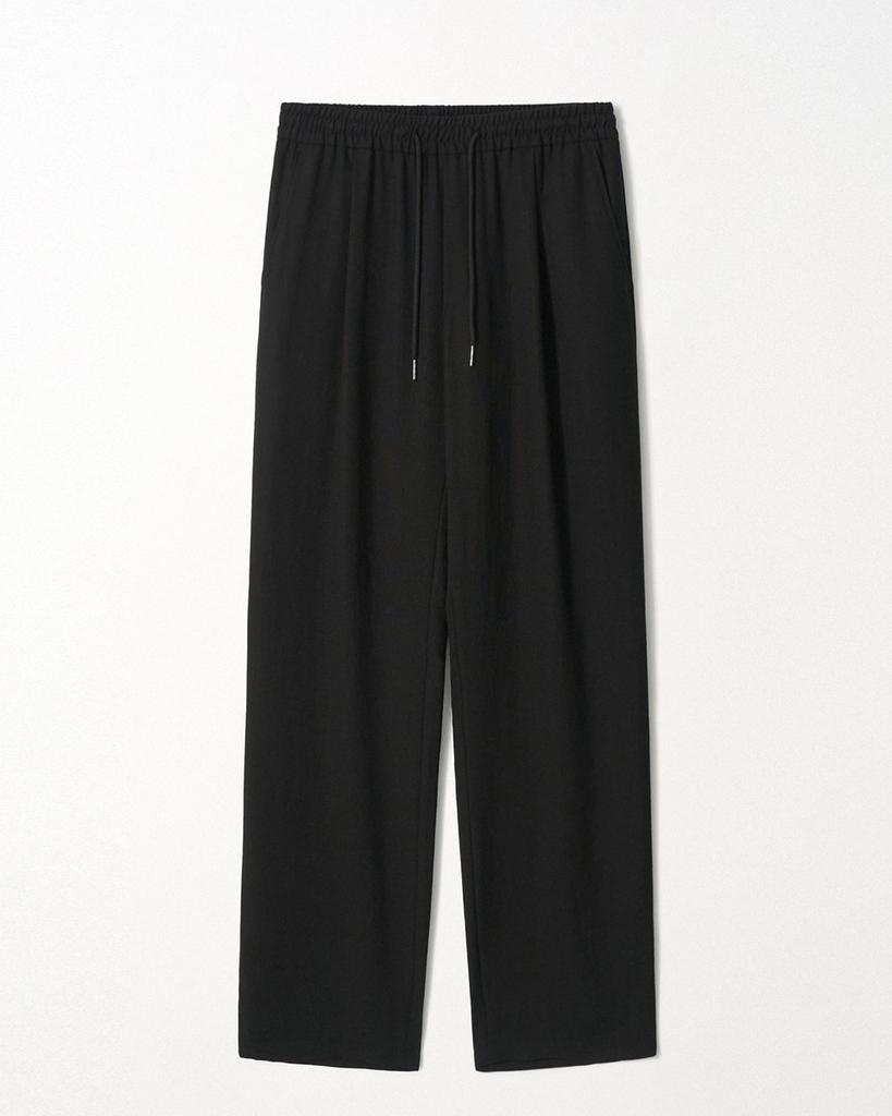 EZIO Relaxed Pin-Tuck Wide Banding Pants_Balck