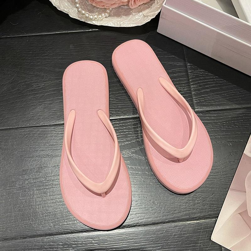Flip-flops For Women, Macaron Color Matching, Non-slip Simple Slippers, Solid Color Flip-flops, Seaside Beach Sandals
