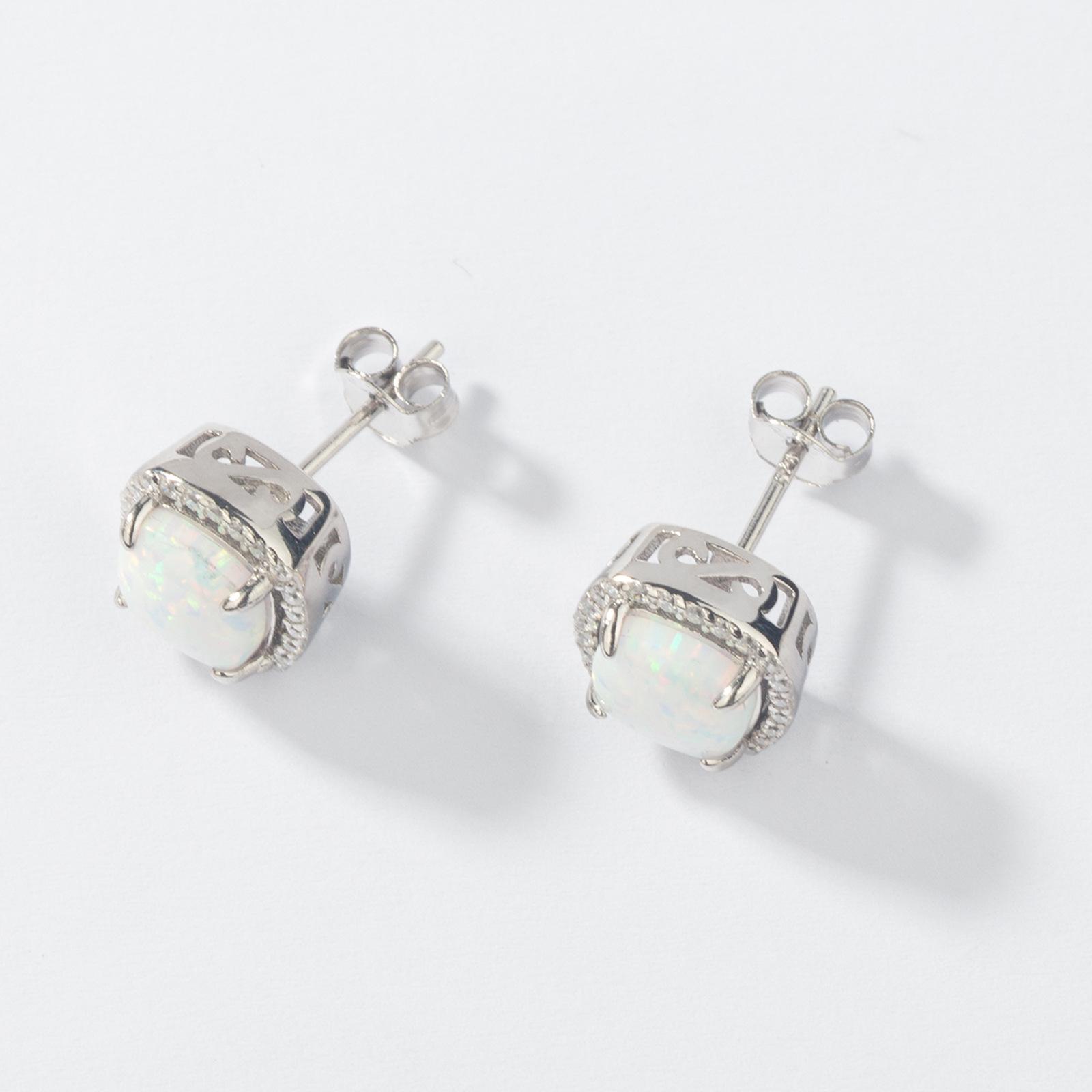 

Высококачественные серьги-пусеты из стерлингового серебра 925 пробы с опалом и цирконом для женщин - Модный и простой дизайн