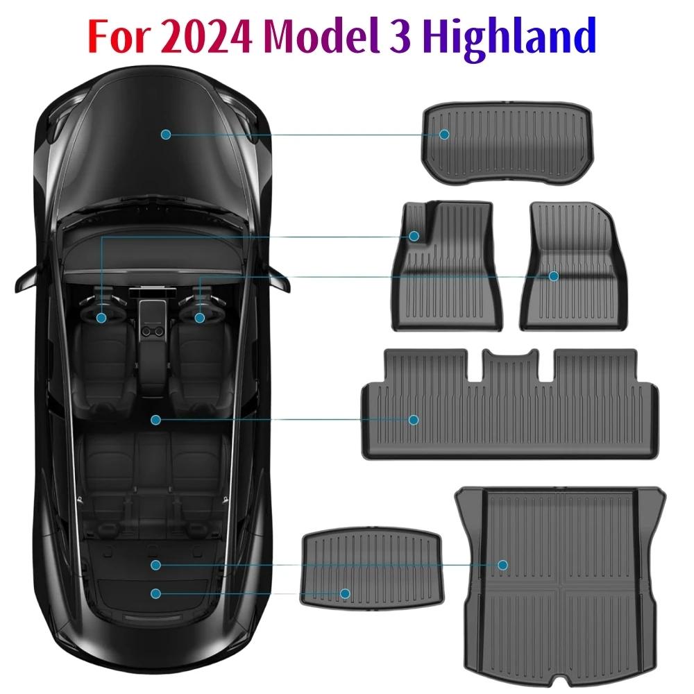 New TPE Floor Mat For Tesla Model 3 Highland 2025 Floor Carpet Protective Pad Waterproof TPE Front Rear Trunk Mat Floor Liners