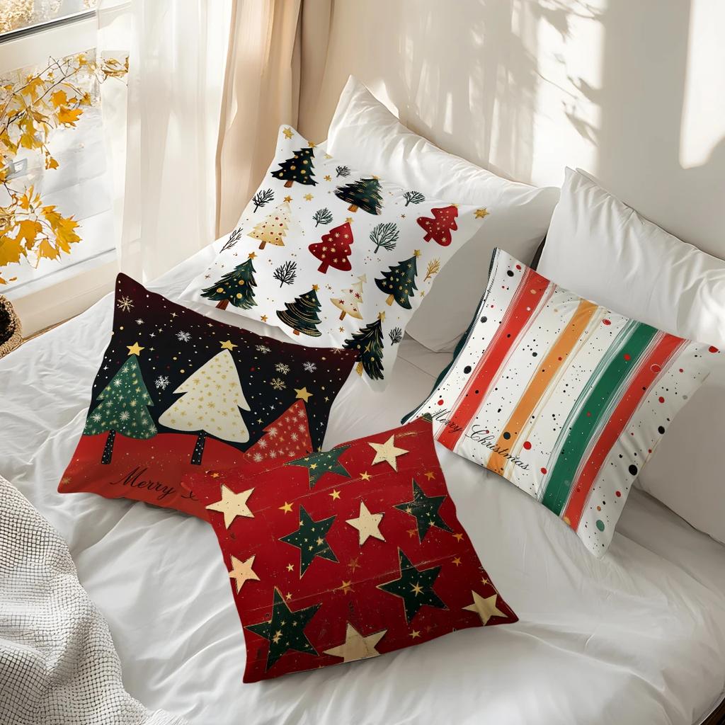 Christmas Tree Pillowcase Cushion 100% Polyester 45X45Cm Throw Pillow Cover Sofa Chair Bed Cushion Cover Pillowslip Home Decor