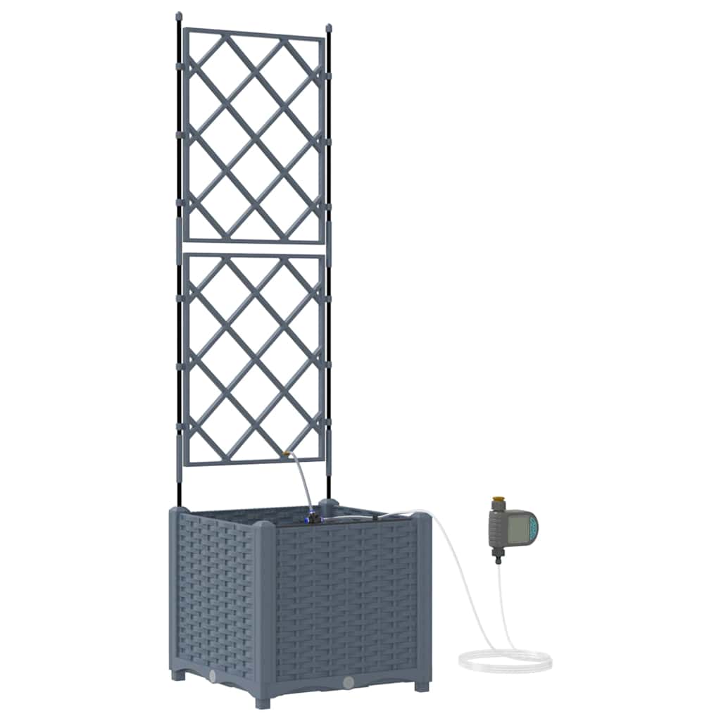 Garden Planter 2 Pcs Light Grey 40 X 40 X 142 Cm Plastic