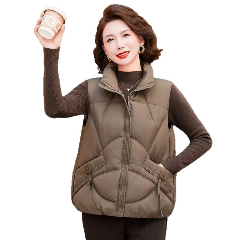 Middle-aged and Old Women's Autumn and Winter Vest Fashion Cotton-padded Clothes Women's Short New Vest Thickened Warm Vest Cotton Jacket