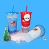 710ml Straw Cup with Lid Single-layer Christmas Magical Color Changing on Cold Cup for Trip