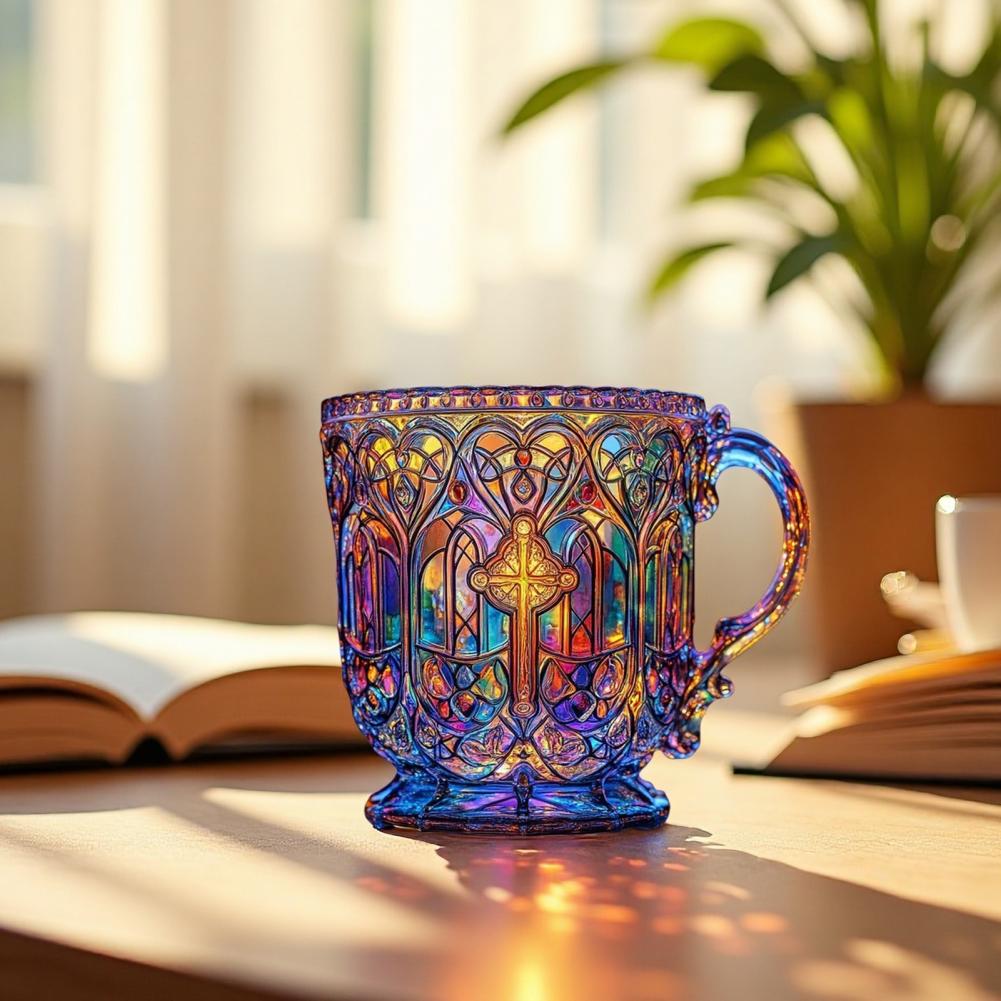 Kopp Kaffekopp Sett Fargerike Kirke Kopper for Kristne Gaver Trofaste Venner Håndlaget 400ml Kors Kaffekopper med Religiøs Kunst