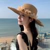 New Hat Women's Lace Flower Straw Hat Summer Big Brim Sunshade Sunscreen Hat Seaside Beach Sun Hat