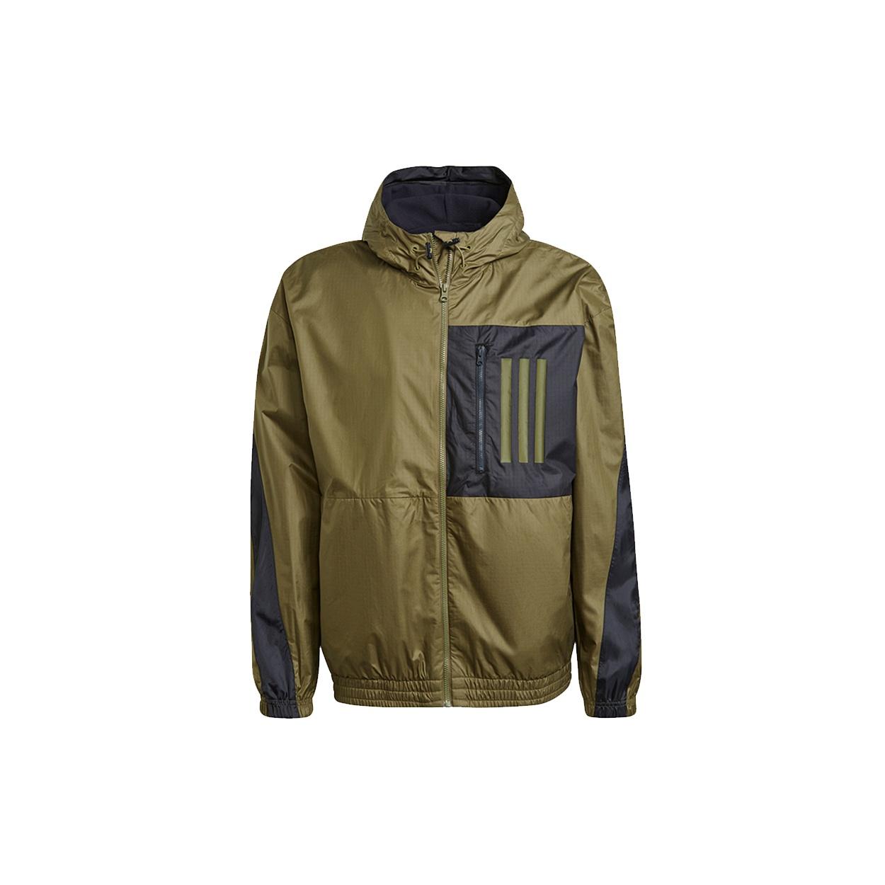 Men s adidas Training Sports Running Woven Hooded Jacket Olive GT3744 S