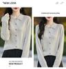 Women's Spring 2025 Lapel Cardigan Sweater - Knitwear Shirt Collar Base Layer or Outerwear Top