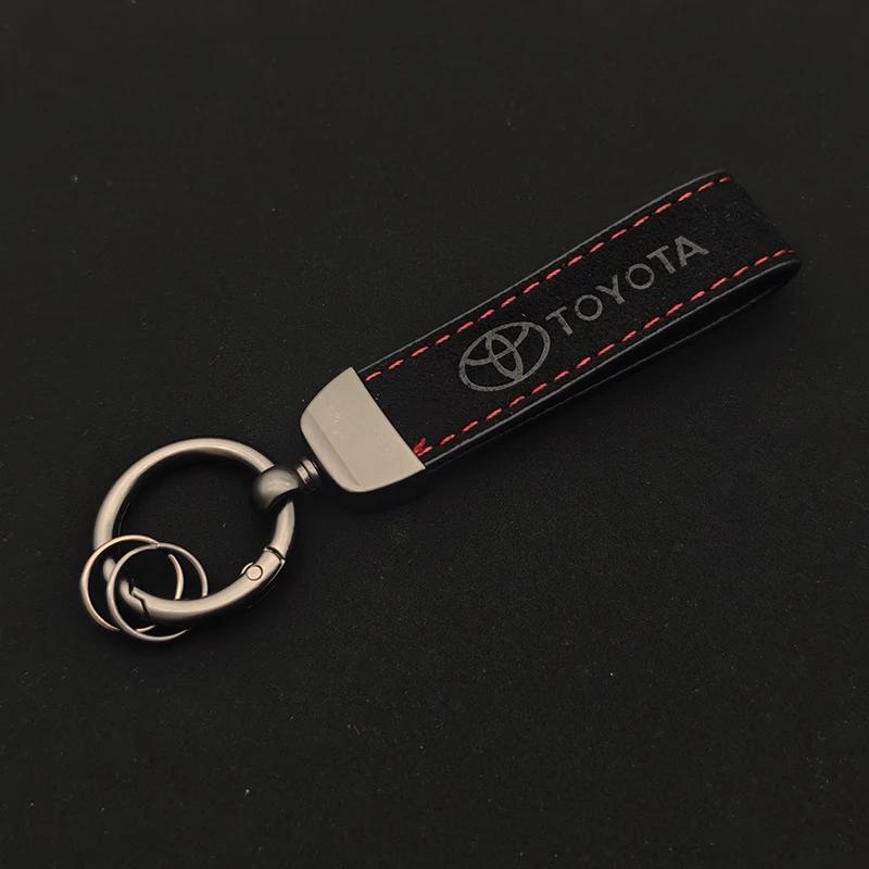 Metal Leather Keyring Car Keychain For Toyota TRD Yaris Rav4 CHR Yaris Prius Avensis Corolla Camry Highlander Hilux Land Cruiser