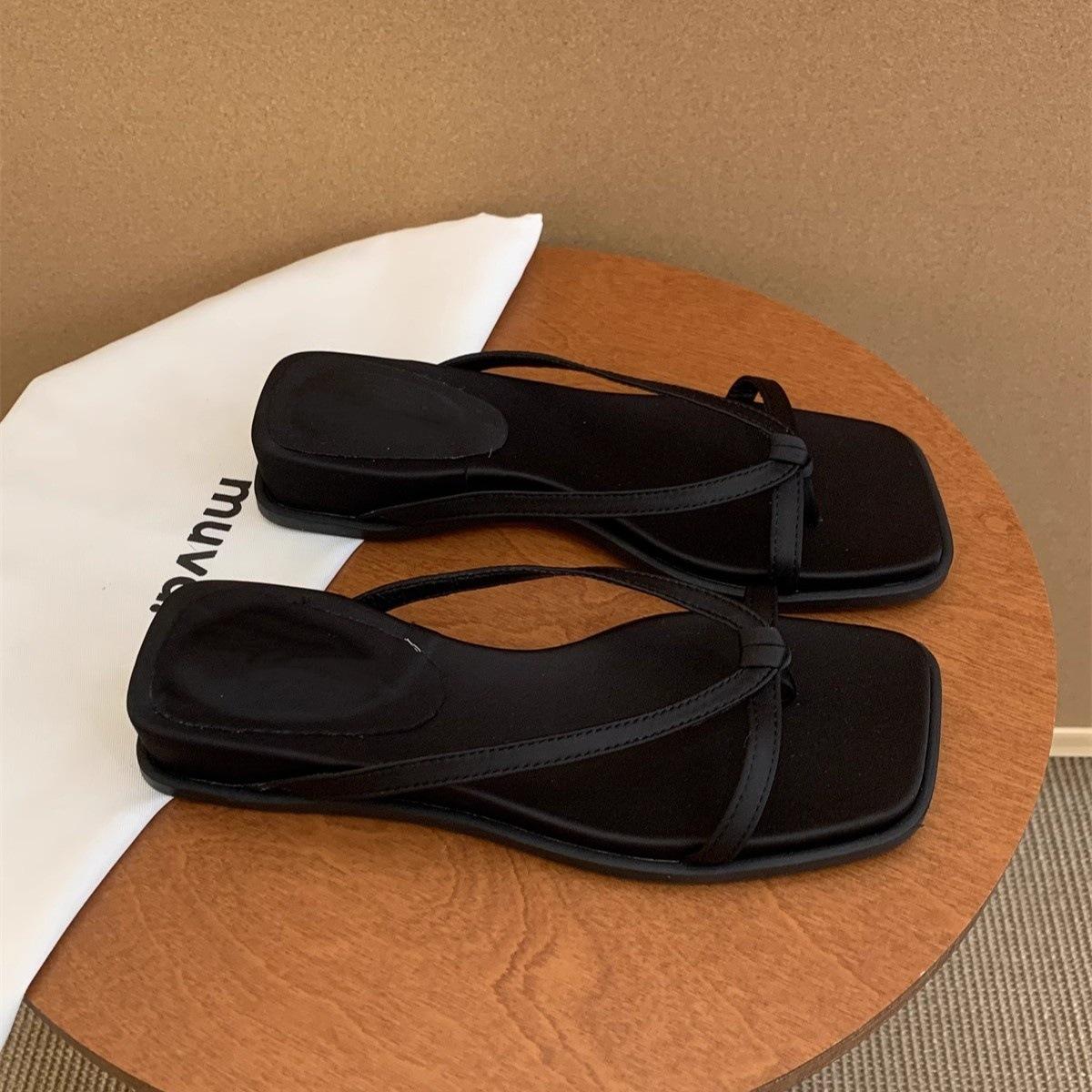 

Thick-soled wedge slippers women s summer wear new temperament soft-soled toe sandals vacation beach shoes 40 чёрный