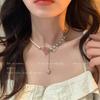 Pink zircon love splicing isn't collarbone chain sweet cool chain