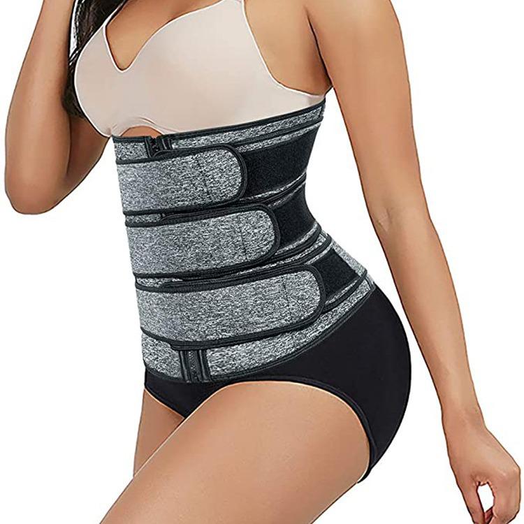 Postpartum Waist Trainer & Sweat-Inducing Body Shaper with Double Belt & Zipper for Abdomen Control