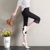 Women Summer Clothing Flare Capris Pants Thin Splicing Lace Elastic High Waist Solid Casual Slim Trousers