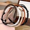 UXSL Korean Vintage Knotted Thin PU Leather Solid Color Headband Womans Temperament Elegant Hair Band Hair Hoop Hair Accessories