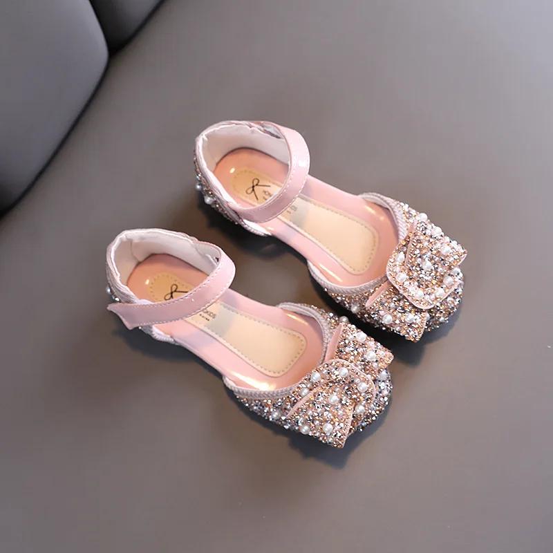 

Fashion Pearl Children Sandals for Girls Kids Shoes Summer Sandals Rhinestone Children Shoes Outdoor Beach Sandalias I06197 21 розовый