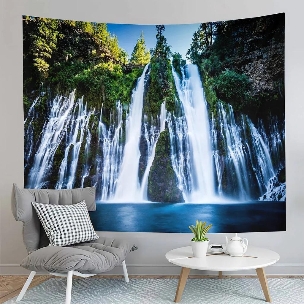 Tropical Forest Waterfall Tapestry Office Living Room Decoration Home Wall Tapestry