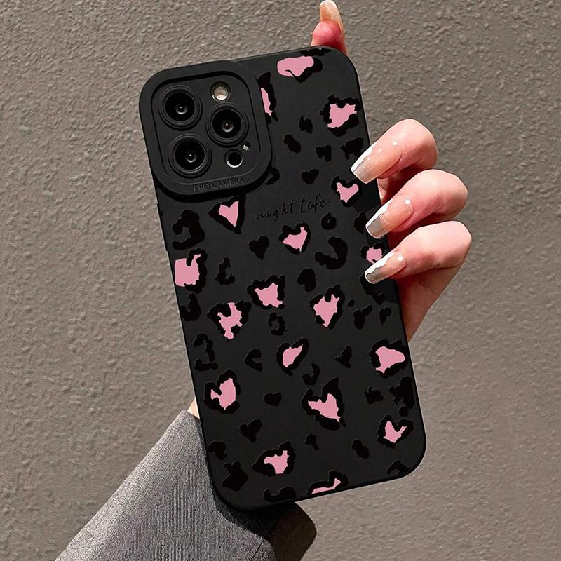 

Leopard Print Cherry Pattern Print TPU Frosted Phone Case For iPhone 16 Pro Max 15 14 11 Plus 13 12 Mini XS X XR 7 8 16 SE Cover iPhone XR
