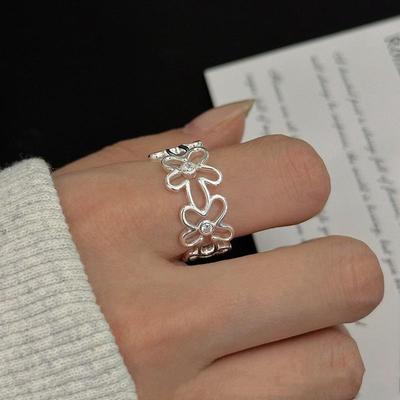 Hohle Blume Geometrische Ring Für Frauen Mädchen Trendy Persönlichkeit Kreative Geburtstag Schmuck Zubehör Geschenke