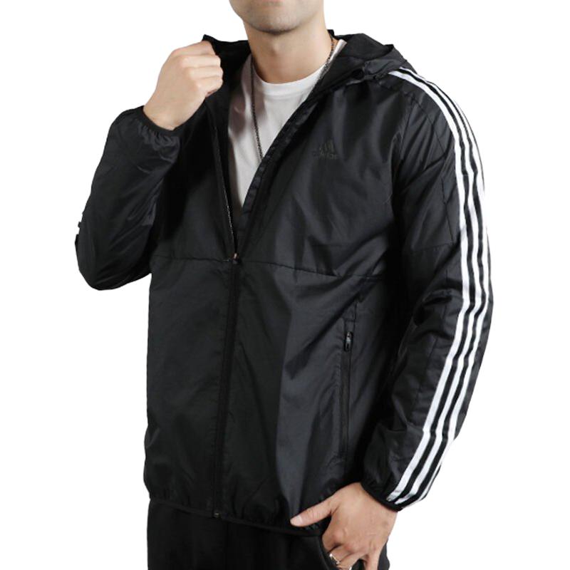 Adidas Comfortable Casual Lightweight Hooded Jacket Men Jackets Black EH3822 M