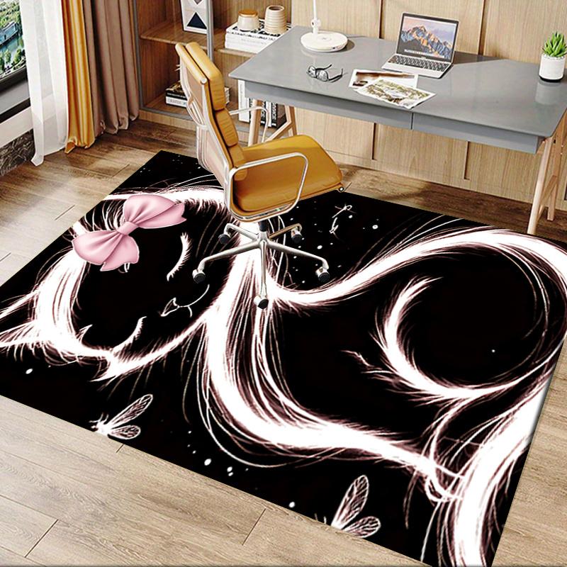 Charming Cat Chair Mat Office Carpet with Bow Design, Home Decor, Suitable for Bedroom, Living Room, and Various Rooms, Perfect Gift Idea