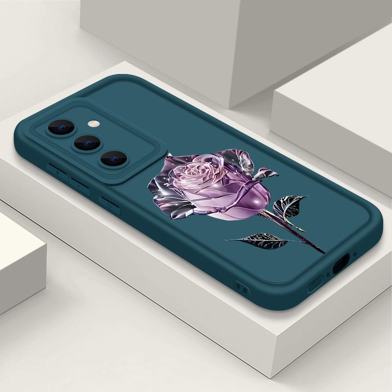 Crystal Rose Floral Print TPU Shockproof Phone Case For Samsung S25 Ultra S24 FE S23 Plus S22 A56 A36 A16 A55 A06 A15 A35 A05 Soft Matte Bumper Cover