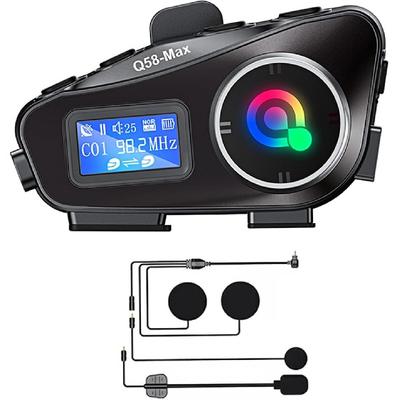 Motorradhelm Intercom Bluetooth Headset,Helm Intercom Kopfhörer mit LED-Bildschirm,Beleuchtung,UKW-Radio,IP67 Wasserdicht,Sprach
