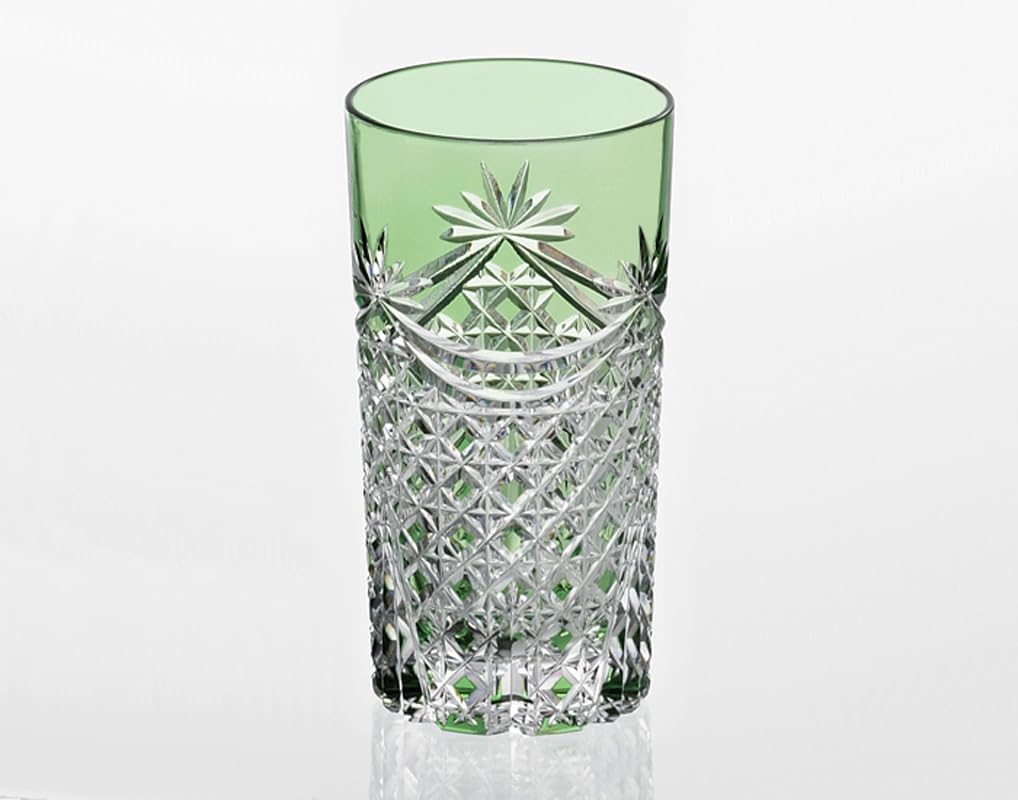 

Kagami Crystal Edo with a Square Basketweave Pattern and Curtain (Kagami) Tumbler, Green, 250cc, Kiriko, Pleats, T369-2835CGR зелёный