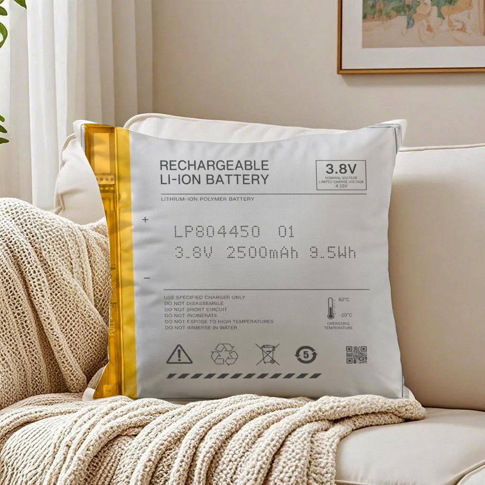Swollen Battery funny Pattern Cushion Cover Short Plush Cushion Covers Machine Washable Wrinkle-Resistant Soft Durable