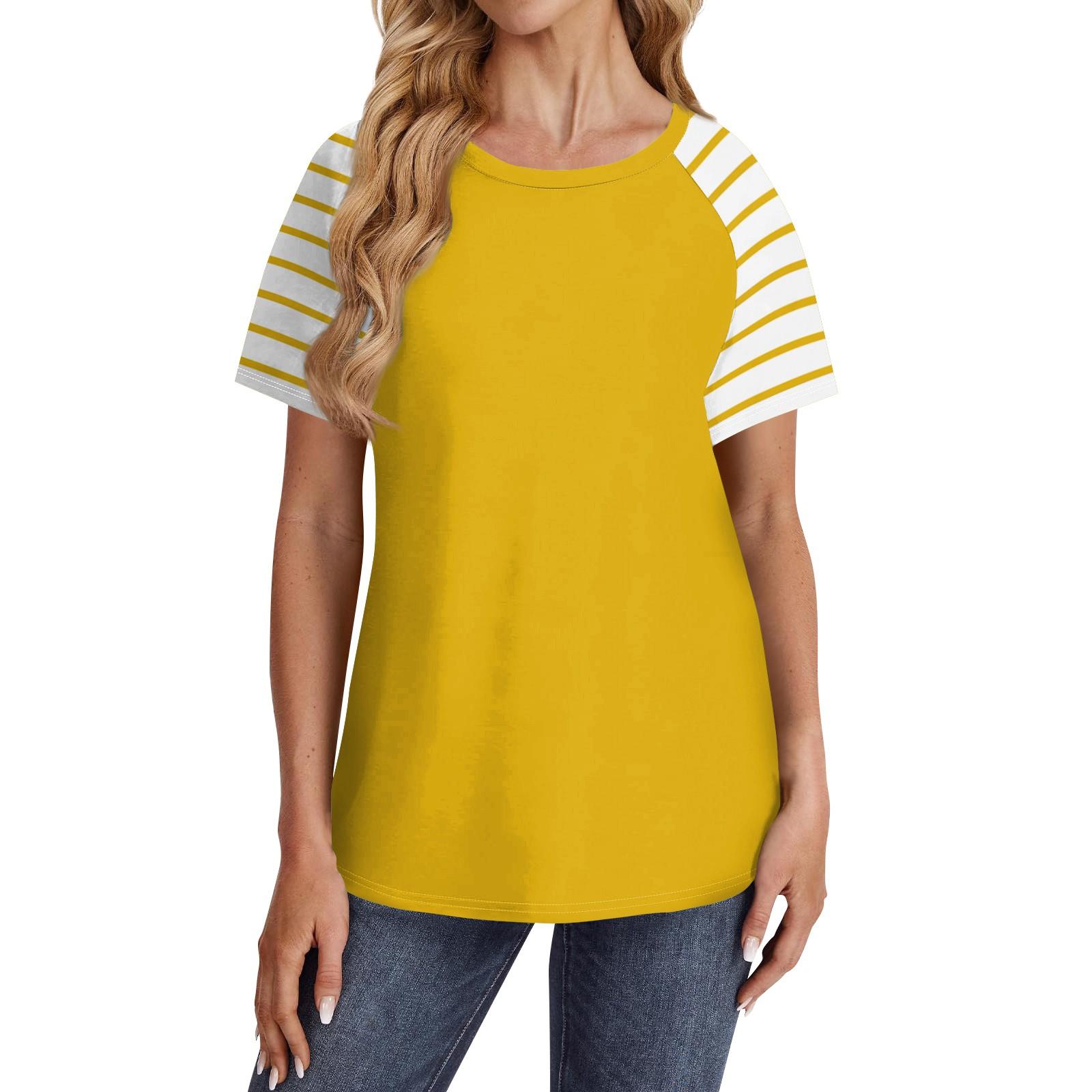 

Женские футболки с коротким рукавом, милые туники с круглым вырезом, топы, базовые футболки, блузки, свободный пуловер XL жёлтый