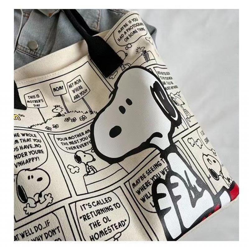Sac à bandoulière en toile à motif Snoopy pour filles à la mode, compartiments internes multiples, sac à bandoulière décontracté pour tous les jours, sac de rangement grande capacité