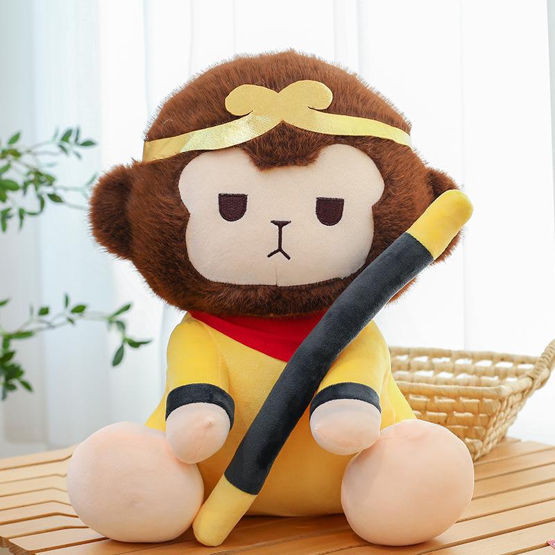 Cute Sitting Wukong Plush Toy Doll Ornament Boys Play with Birthday Gift Rag Doll Monkey