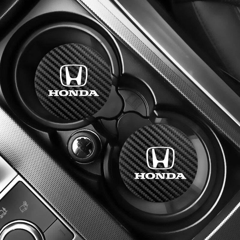 Hvqrm7 2Pcs Car Water Cup Pad Car Emblem Coaster For Honda Civic Accord Crosstour Spirior Odyssey Avancier UR-V Sienna Elysion CR-Z