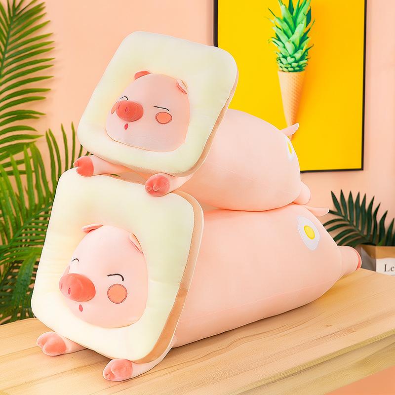 Kreativer Toast Schwein Plüschpuppe Heilendes Rosa Schwein Langes Kissen Kissen Mädchen Urlaubsgeschenk Event