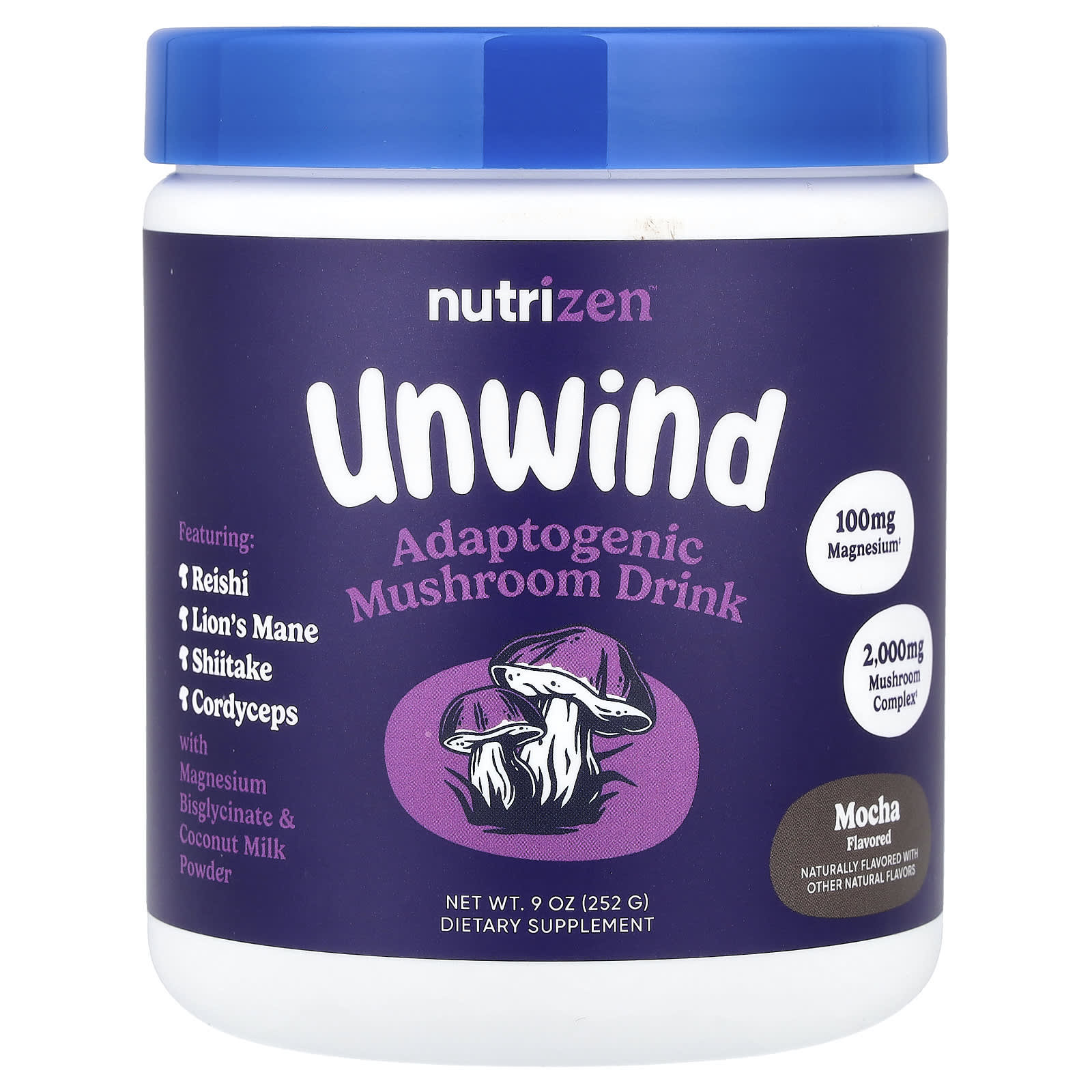 

Nutricost, Nutrizen™, Unwind, Adaptogen Mushroom Drink, Mocha, 9 oz (252 g)