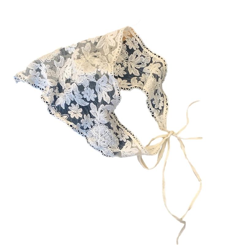 

Soft Head Scarves for Women Lightweight Lace Flower Embroidery Hair Scarf Hair Kerchief Bandanas for Everyday Hairstyles