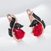Shiny Red Natural Zircon Drop Earrings Women  Rose Gold And Black Plating High Quality Daily Fine Vintage Jewelry