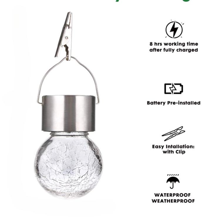 1PC Outdoor Solar Glass Ball Chandelier Crack Ball LED Vine Ball Lamp Garden Decorative Light String Garden Light Decorative Light