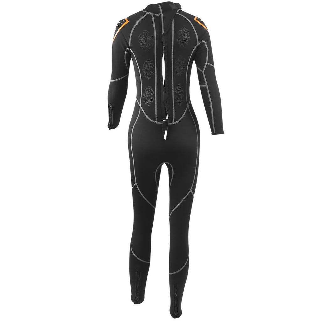 3mm Diving Suit Wetsuit Jumpsuit Long Sleeve Sunscreen Back Zipper Phoenix Pattern L Female