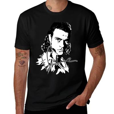T-shirt Portrait Encre Jean Claude Van Damme T-shirt Simple pour les Fêtes