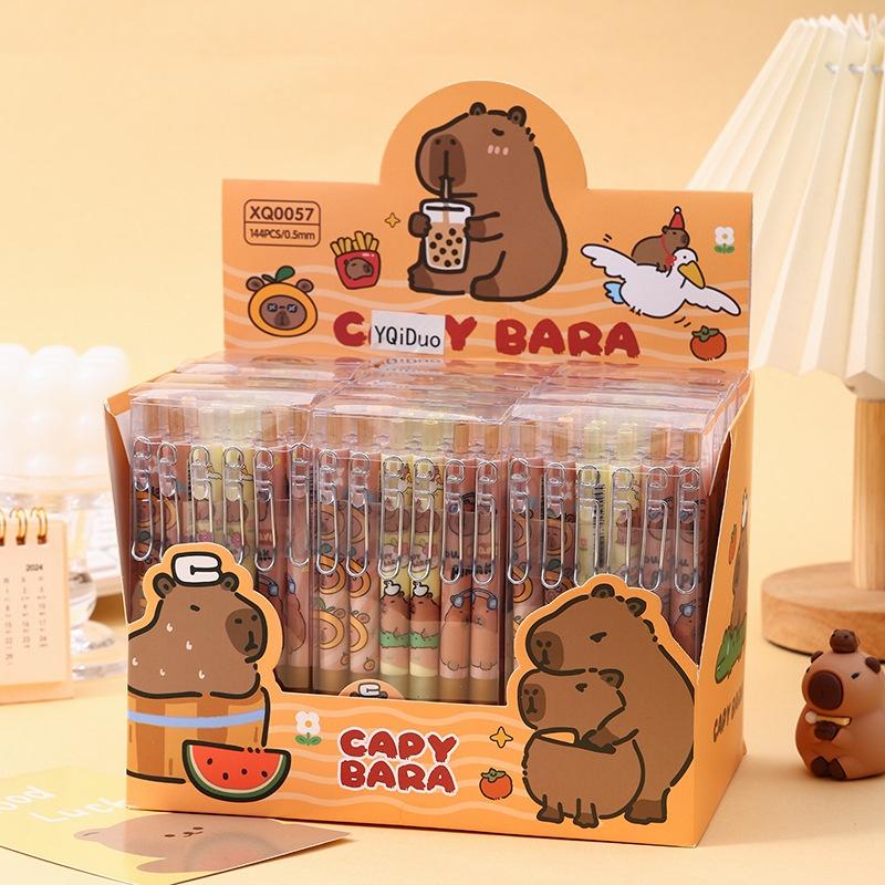 

Capibala 12pcs Gel Pen 0.5mm Black Cartoon Doll Metal Clip Press Cute Shape Signature Pen School Supplies Office Stationer 0.5mm Black
