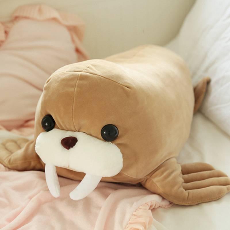 Soft Plush Stuffed Animal Walrus Pillow For Bedroom Or Office Decor