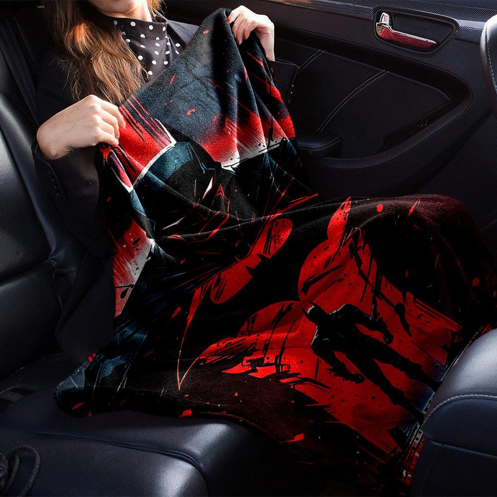 1pc Batman Red Flannel Blanket Soft Warm Throw for Home, Office, Travel, All Season Cozy Bedding Gift, Office