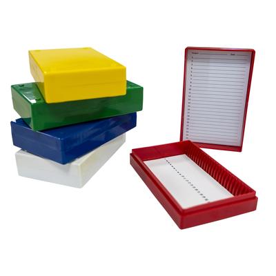 CryoKing Microscoopglaasjes Opbergbakje van Kunststof voor Microscoopglaasjes met Schuim voor 25 mm x 75 mm Gemengde Doos, 25-Plaats Inzetstuk, Microscoopglaasjes, Kleuren, 5-Pack