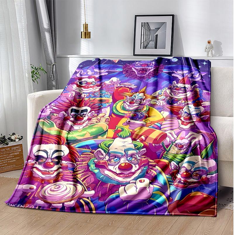 Hororový klaun Cirkus Flanelová deka Měkká teplá Celoroční přehoz, Design pro kempování, Cestování autem, Turistiku Pohovka, Postel, Kancelář Perfektní dárek na večírky