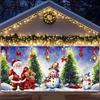 Merry Christmas Garage Door Background Banner Xmas Tree Gift Santa Claus Backdrop Winter Christmas Party Outdoor Wall Decoration